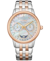Citizen Women's Eco-drive Calendrier Diamond Accent Two-tone Stainless Steel Bracelet Watch 37mm In Rose Gold Two Tone