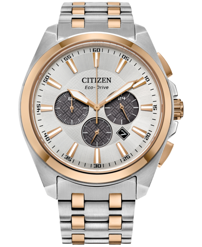 Citizen Eco-drive Men's Chronograph Classic Two-tone Stainless Steel Bracelet Watch 41mm In Two Tone  / Gold Tone / Rose / Rose Gold Tone / Silver