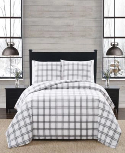 London Fog Plaid Flannel Comforter Sets In White