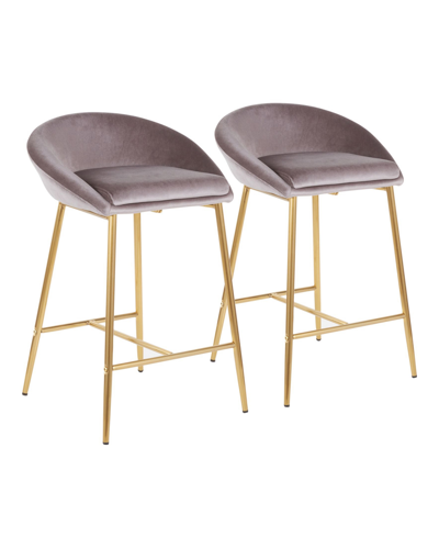 Lumisource Matisse Velvet Counter Stool - Set Of 2 In Silver-tone