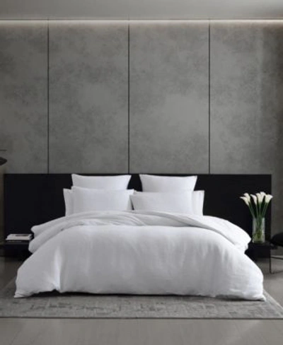 Vera Wang 2 Piece Solid Textured Pleats European Sham Set Bedding In White