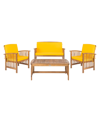 Safavieh Rocklin 4 Pc Outdoor Set In Brown