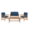 Safavieh Fontana 4pc Outdoor Seating Set In Blue