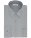Van Heusen Men's Big & Tall Classic/regular Fit Wrinkle Free Poplin Solid Dress Shirt In Gray