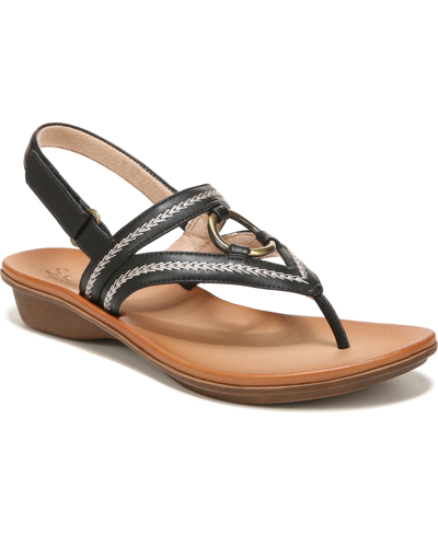 Soul Naturalizer Sunny Flat Sandals Women's Shoes In Black Smooth Faux Leather