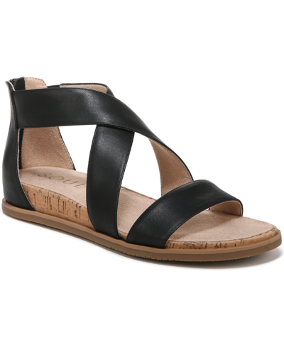 Soul Naturalizer Cindi Strappy Sandals Women's Shoes In Black Smooth Faux Leather