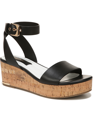 Franco Sarto Presley Womens Leather Ankle Strap Wedge Sandals In Black