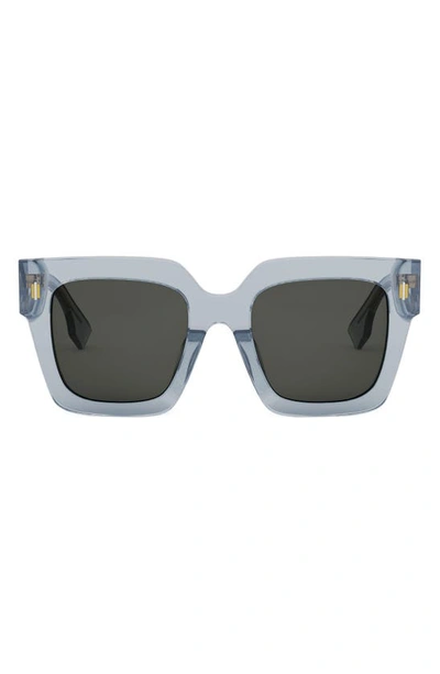 Fendi Roma Blue Square Acetate Sunglasses In Shiny Blue Smoke