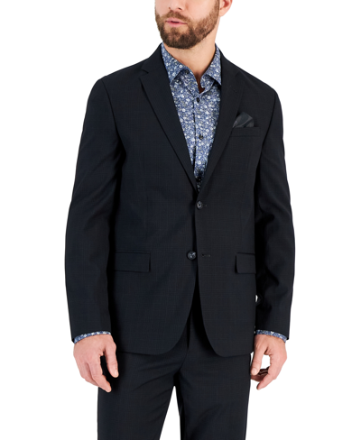 Vince Camuto Men's Slim-fit Spandex Super-stretch Suit Jacket In Navy Plaid