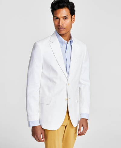 Nautica Men's Modern-fit Solid Colored Linen Sport Coat In White Solid