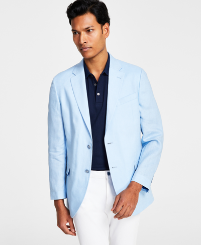 Nautica Men's Modern-fit Solid Colored Linen Sport Coat In Light Blue Solid