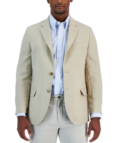 Nautica Men's Modern-fit Solid Colored Linen Sport Coat In Natural Solid