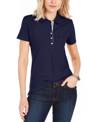 Tommy Hilfiger Women's Collared Short-sleeve Polo Top In Blue