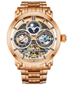 Stuhrling Men's Rose Gold Stainless Steel Bracelet Watch 47mm In Pink