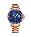 Stuhrling Ladies Diver Quartz Crystal Studded Case ,mop Dial, Stainless Steel Bracelet Watch In Pink
