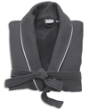 Linum Home Waffle Terry Bath Robe With Satin Piped Trim Bedding In Gray