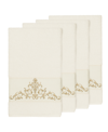 Linum Home Turkish Cotton Scarlet 4-pc. Embellished Bath Towel Set Bedding In Tan/beige