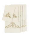 Linum Home Turkish Cotton Scarlet 8-pc. Embellished Towel Set Bedding In Tan/beige