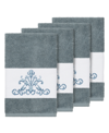 Linum Home Turkish Cotton Scarlet 4-pc. Embellished Hand Towel Set Bedding In Blue