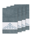 Linum Home Turkish Cotton Scarlet 4-pc. Embellished Bath Towel Set Bedding In Blue