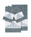 Linum Home Turkish Cotton Scarlet 4-pc. Embellished Towel Set Bedding In Blue