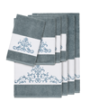 Linum Home Turkish Cotton Scarlet 8-pc. Embellished Towel Set Bedding In Blue
