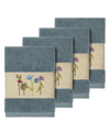 Linum Home Turkish Cotton Serenity 4-pc. Embellished Washcloth Set Bedding In Blue