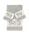 Linum Home Turkish Cotton Serenity 3-pc. Embellished Towel Set Bedding In Gray