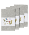 Linum Home Turkish Cotton Serenity 4-pc. Embellished Hand Towel Set Bedding In Gray