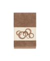 Linum Home Turkish Cotton Annabelle Embellished Hand Towel Bedding In Tan/beige