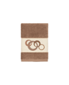 Linum Home Turkish Cotton Annabelle Embellished Washcloth Bedding In Tan/beige