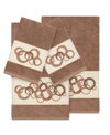 Linum Home Turkish Cotton Annabelle 4-pc. Embellished Towel Set Bedding In Tan/beige