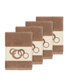Linum Home Turkish Cotton Annabelle 4-pc. Embellished Washcloth Set Bedding In Tan/beige