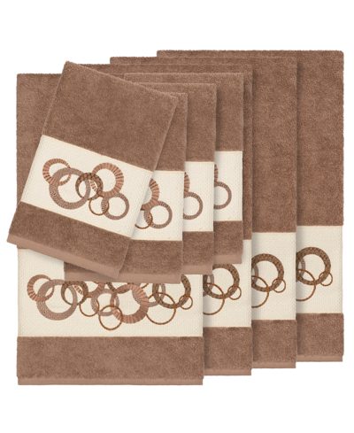 Linum Home Turkish Cotton Annabelle 8-pc. Embellished Towel Set Bedding In Tan/beige