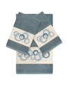 Linum Home Turkish Cotton Annabelle 3-pc. Embellished Towel Set Bedding In Blue