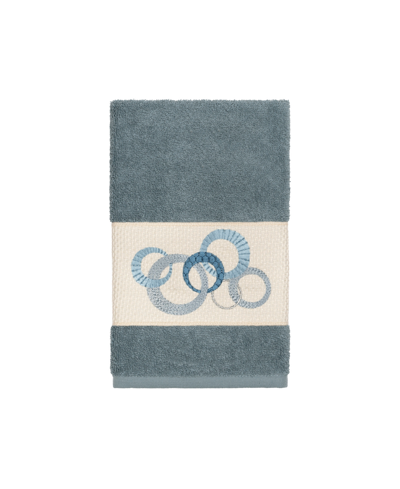 Linum Home Turkish Cotton Annabelle Embellished Hand Towel Bedding In Teal