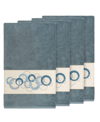 Linum Home Turkish Cotton Annabelle 4-pc. Embellished Bath Towel Set Bedding In Blue