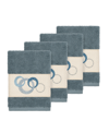 Linum Home Turkish Cotton Annabelle 4-pc. Embellished Washcloth Set Bedding In Blue