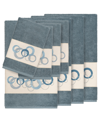 Linum Home Turkish Cotton Annabelle 8-pc. Embellished Towel Set Bedding In Blue