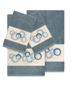 Linum Home Turkish Cotton Annabelle 4-pc. Embellished Towel Set Bedding In Blue