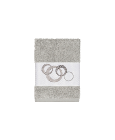 Linum Home Turkish Cotton Annabelle Embellished Washcloth Bedding In Light Grey