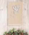 Linum Home Christmas Dove Embroidered Luxury Turkish Cotton Hand Towel In Tan/beige