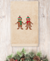 Linum Home Christmas Gingerbread Embroidered 100% Turkish Cotton Hand Towel Bedding In Tan/beige