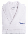 Linum Home Turkish Cotton Embroidered Hers Terry Bathrobe Bedding In Blue
