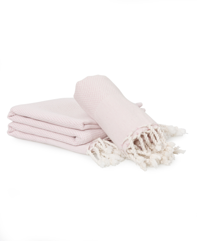 Linum Home Textiles Turkish Cotton Fun In Paradise Pestemal Beach And Hand Towel 2-piece Set Bedding In Pink