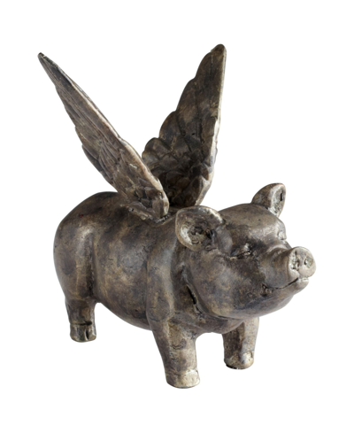 Cyan Design Flying Floyd Pig Sculpture In Dark Gray