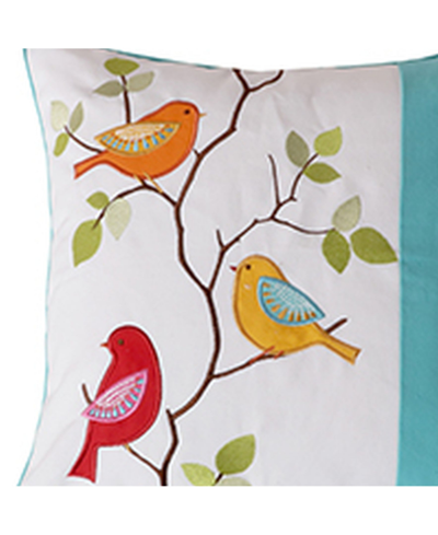 Levtex Sophia Pieced Bird Embroidered Decorative Pillow, 20" X 20" In Teal