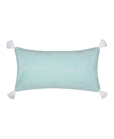 Levtex Alita Be Our Guest Decorative Pillow, 12" X 24" In Aqua