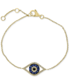 Effy Collection Effy Sapphire (1/4 Ct. T.w.) And Diamond (1/6 Ct. T.w.) Evil Eye Bracelet In 14k White Gold(also Ava In Gold