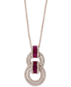 Effy Collection Effy Ruby (5/8 Ct. T.w.) & Diamond (1/2 Ct. T.w.) 18" Pendant Necklace In 14k Rose Gold In Red